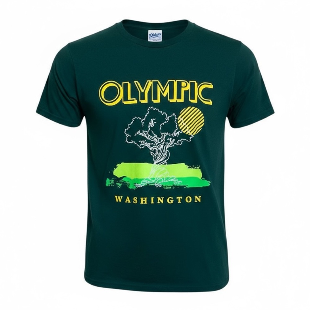 🌄 Olympic Washington Graphic Tee Small 🌲 Retro Tree Nature Shirt